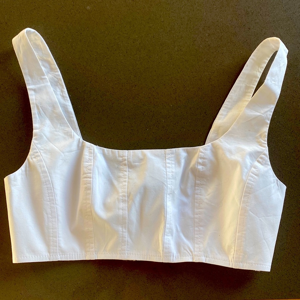 Staud White Cotton Cropped Top - size 0